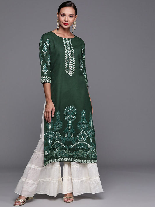 Dhiyona IE Women Ethnic Mothifs Printed Cotton Straight Kurta