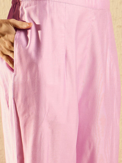 Women Ethnic Motifs Embroidered Regular Thread Work Liva Kurta with Trousers & With Dupatta