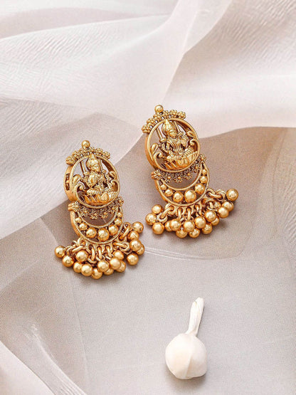 Dhiyona RJ Women's 22K Gold-Plated Divine Lakshmi Motif Temple Jewellery Set with Intricate Detailing