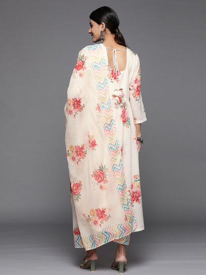 Dhiyona VA Women's Floral Printed Keyhole Neck Empire Kurta Set