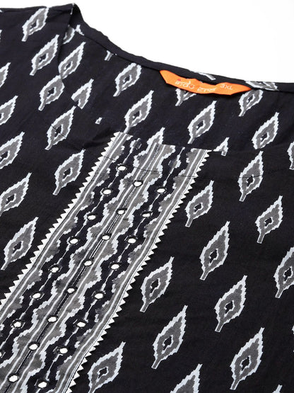 Dhiyona IE Geometric Printed Pure Cotton Kurta with Trousers & Dupatta