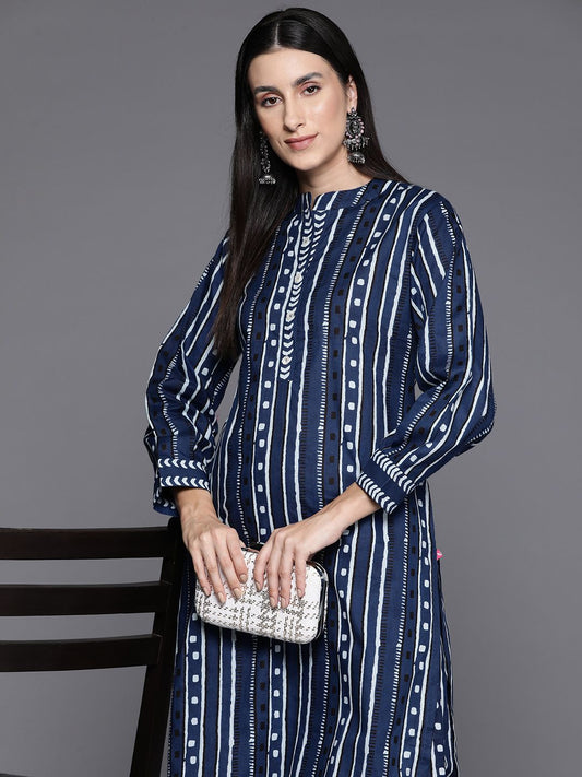Dhiyona VA Women's Printed Regular Pure Cotton Kurta with Trousers