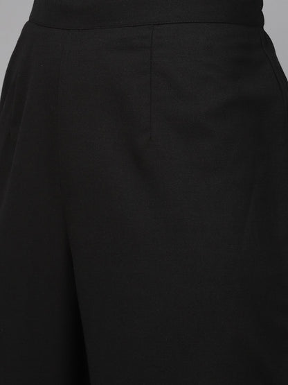 Women Black Yoke Design Regular Sequinned Kurta with Trousers & Dupatta