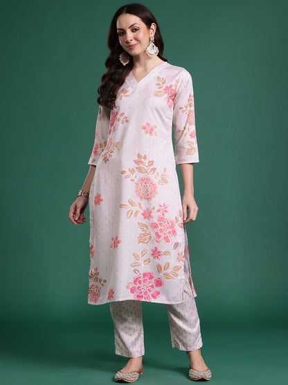 Dhiyona IE Floral Printed Regular Kurta with Trousers