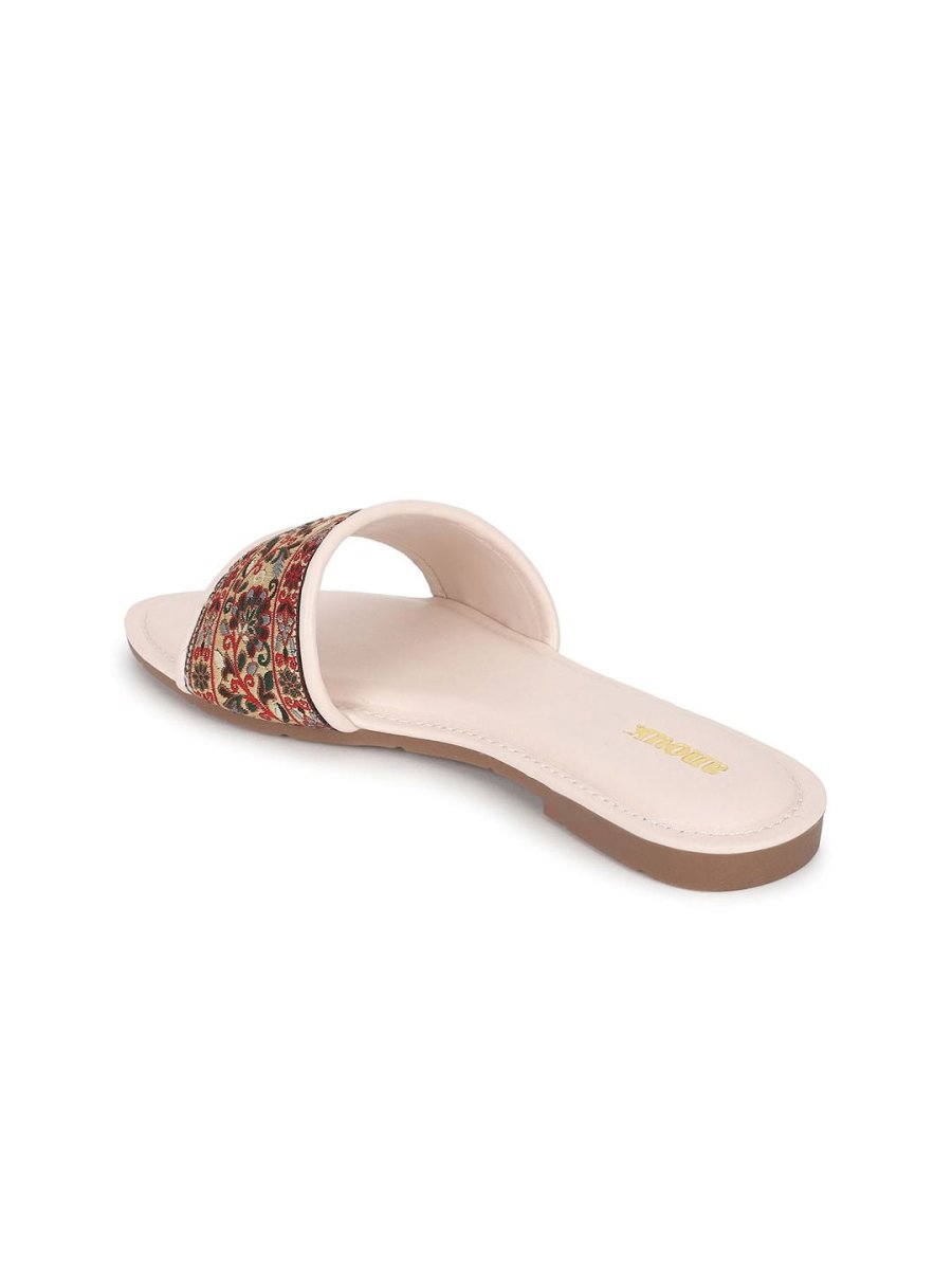 Dhiyona AK Women Woven Design Embroidered Open Toe Flats