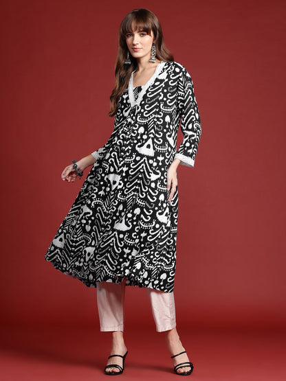 Dhiyona IE Printed A-Line Kurta