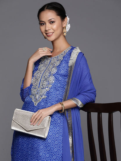 Dhiyona VA Women'sBandhani Printed Mirror Work Kurta with Trousers & Dupatta