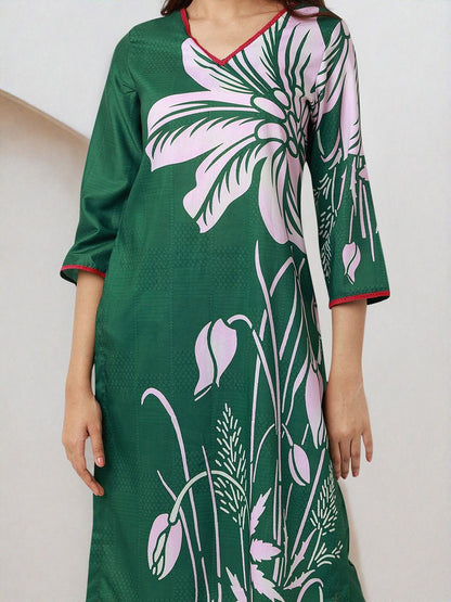 Dhiyona IS Women's Women Printed Regular Kurta with Trousers