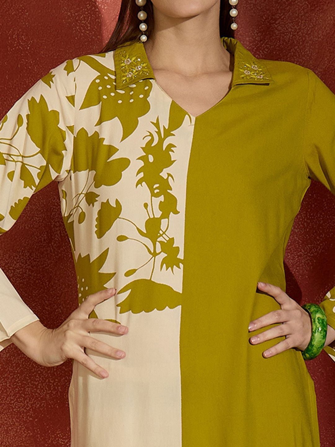 Dhiyona IE Indo era Printed A-Line Tunic & Trousers Co-Ord Set