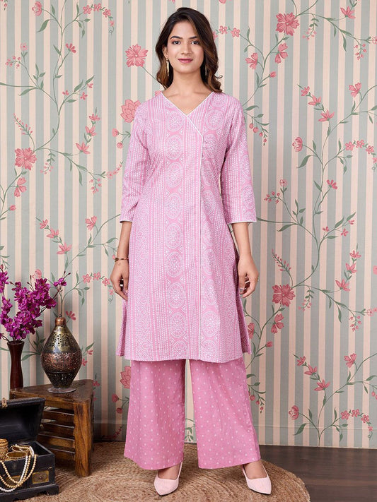 Dhiyona OD  Floral Printed Regular Pure Cotton Kurta with Trousers