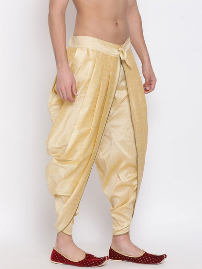 Men's Gold Silk Blend Regular Dhoti
