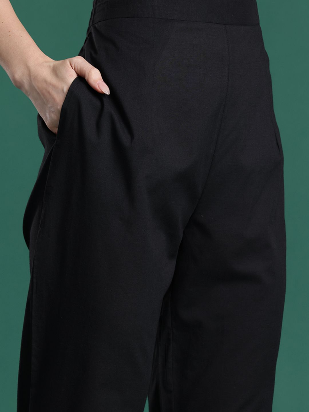 Embroidered Regular Beads & Stones Pure Cotton Kurta with Trousers & With Dupatta