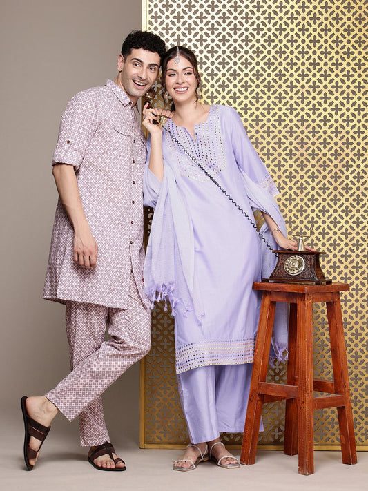 Dhiyona PD Women Embroidered Beads and Stones Jashn Kurta with Palazzos & Dupatta