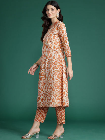 Floral Printed Gotta Patti Pure Cotton Kurta With Trousers & Dupatta