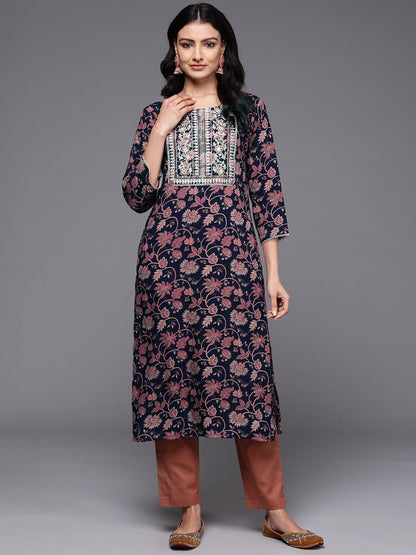 Dhiyona IE Women Floral Printed Thread Work Kurta