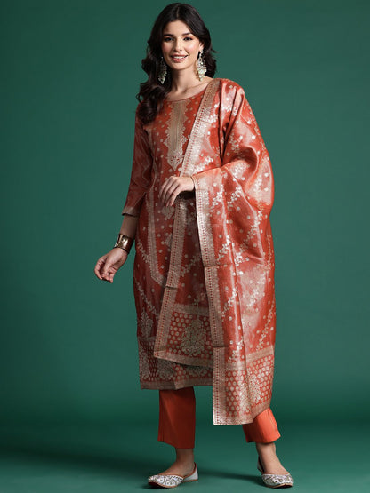 Women Ethnic Motifs Zari Kurta with Trousers & With Dupatta