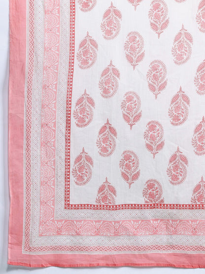 Ethnic Motifs Printed Angrakha Pure Cotton Kurta With Trousers & Dupatta