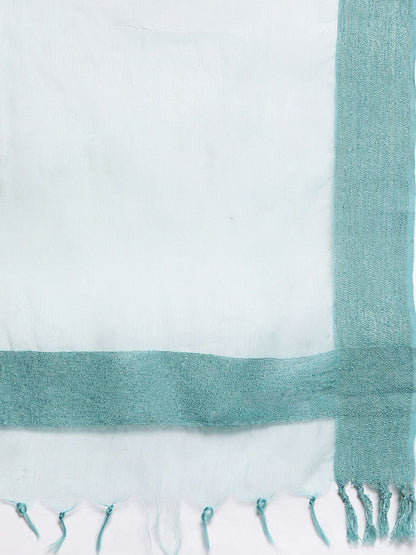 Dhiyona VA Women's Blue Ethnic Motifs Embroidered Sequinned Kurta with Trousers & With Dupatta