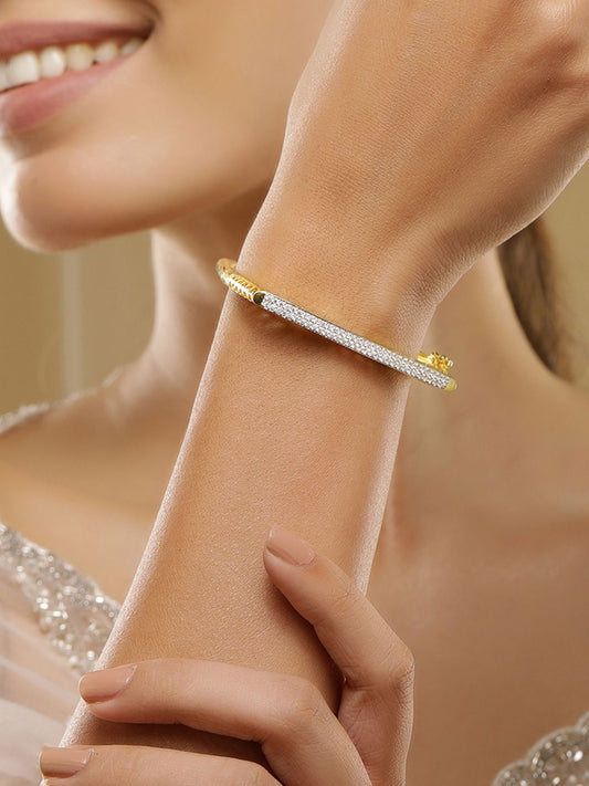 Dhiyona RJ Women's 22KT Gold-Plated Cubic Zirconia Studded Bangle-Style Bracelet