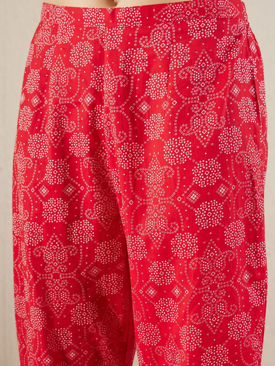 Dhiyona IE Bandhani Printed Shoulder Straps Pure Cotton Kurta with Trousers