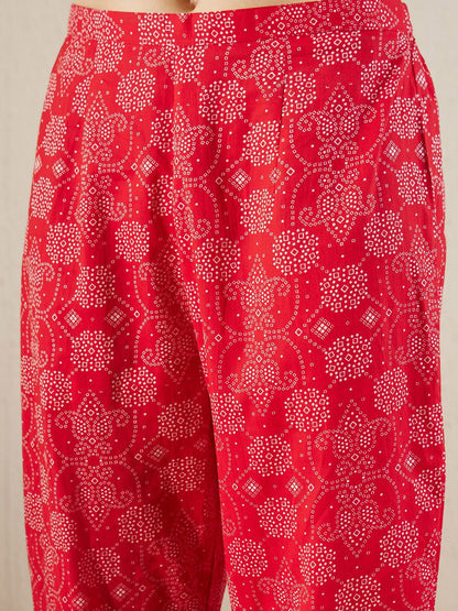 Dhiyona IE Bandhani Printed Shoulder Straps Pure Cotton Kurta with Trousers