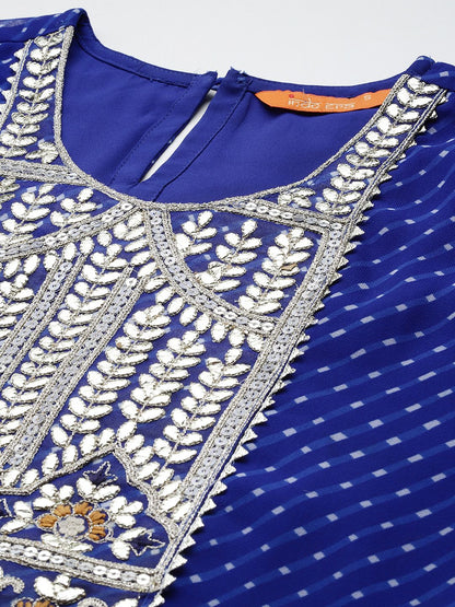 Dhiyona IE Leheriya Embroidered Gotta Patti Georgette Kurta