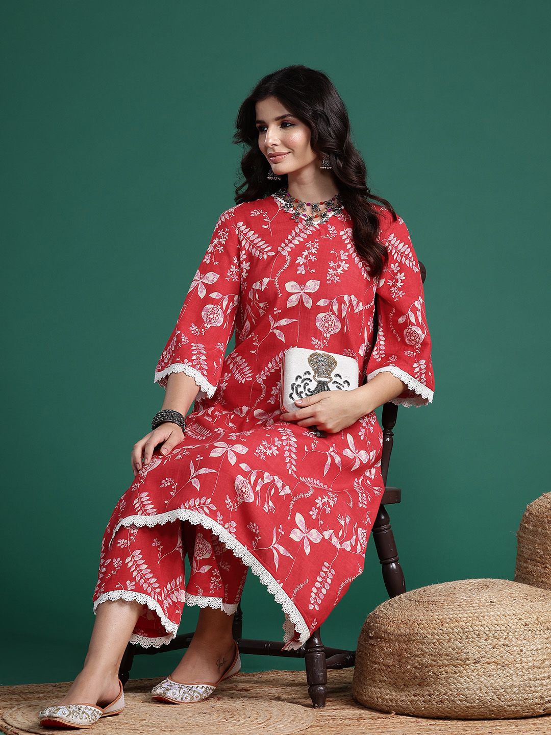 Dhiyona SN Women's Printed Pure Cotton Kurta with Trousers