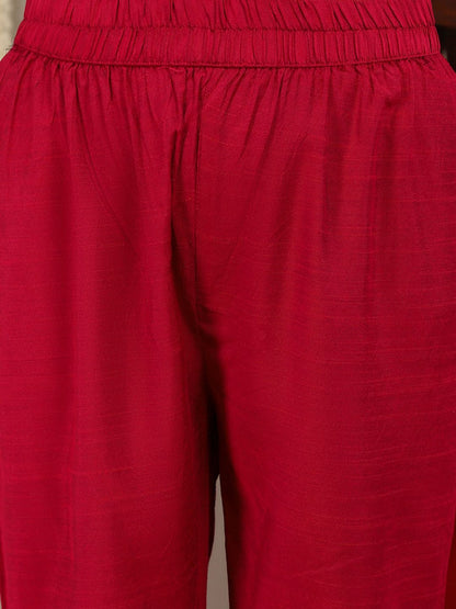 Dhiyona VA Women'sThread Work Detail Straight Kurta & Trousers With Dupatta