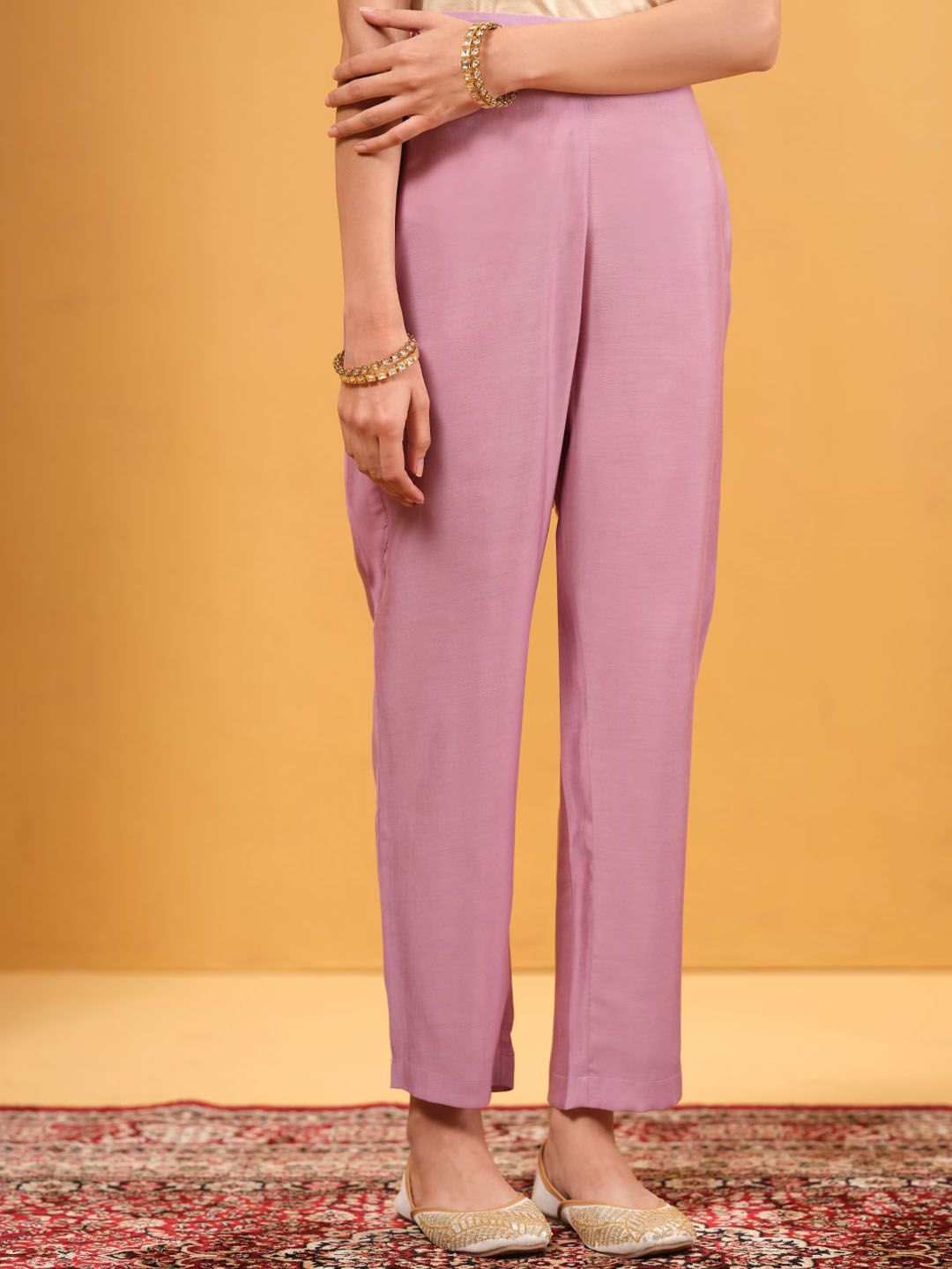 Dhiyona IS Women's Mirror Work V-Neck Kurta with Trousers