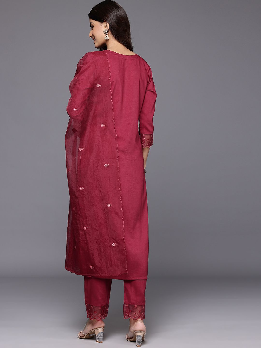 Dhiyona VA Women's Embroidered Kurta with Trousers & Dupatta