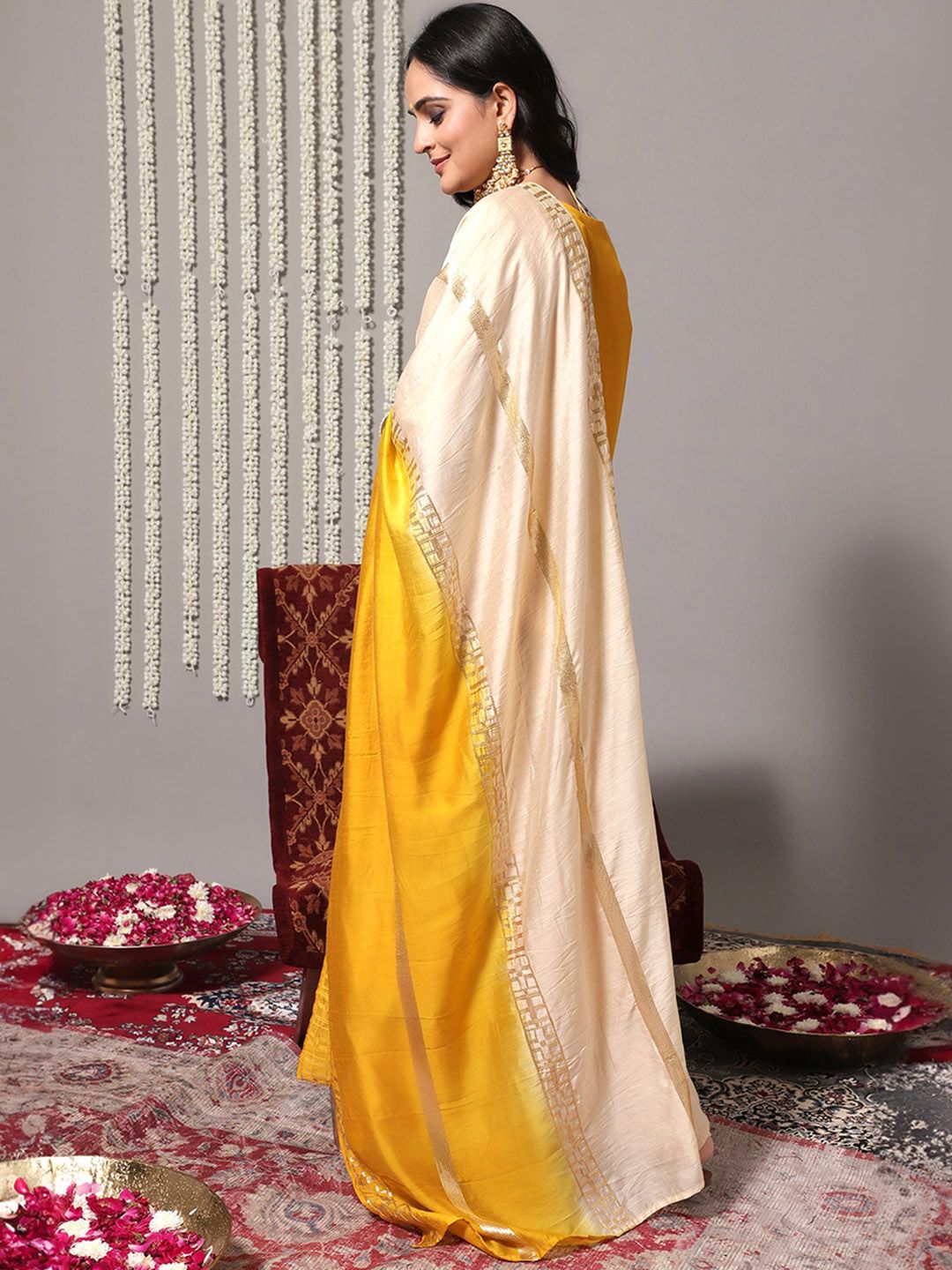 Dhiyona VA Women'sEthnic Motifs Embroidered Sequinned Detail Straight Kurta & Sharara With Dupatta