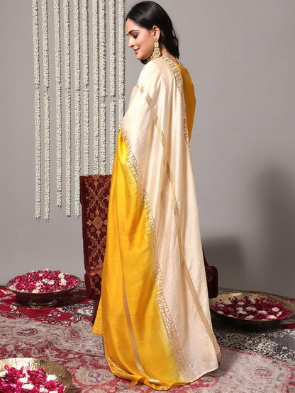 Dhiyona VA Women'sEthnic Motifs Embroidered Sequinned Detail Straight Kurta & Sharara With Dupatta