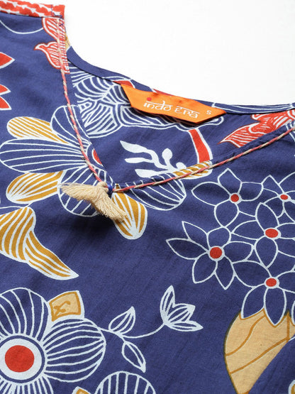 Floral Printed Pure Cotton Kurta with Trousers