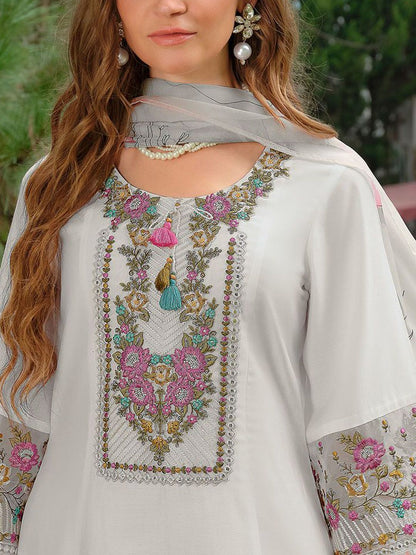 Women Floral Embroidered Kurta with Trousers & Dupatta