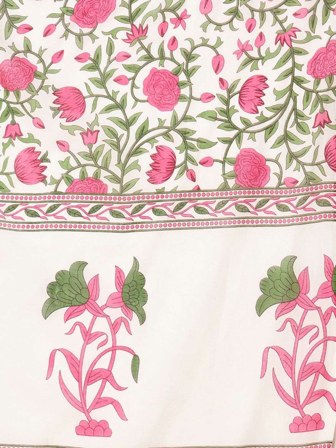 Floral Printed Anarkali Pure Cotton Kurta With Palazzos & Dupatta