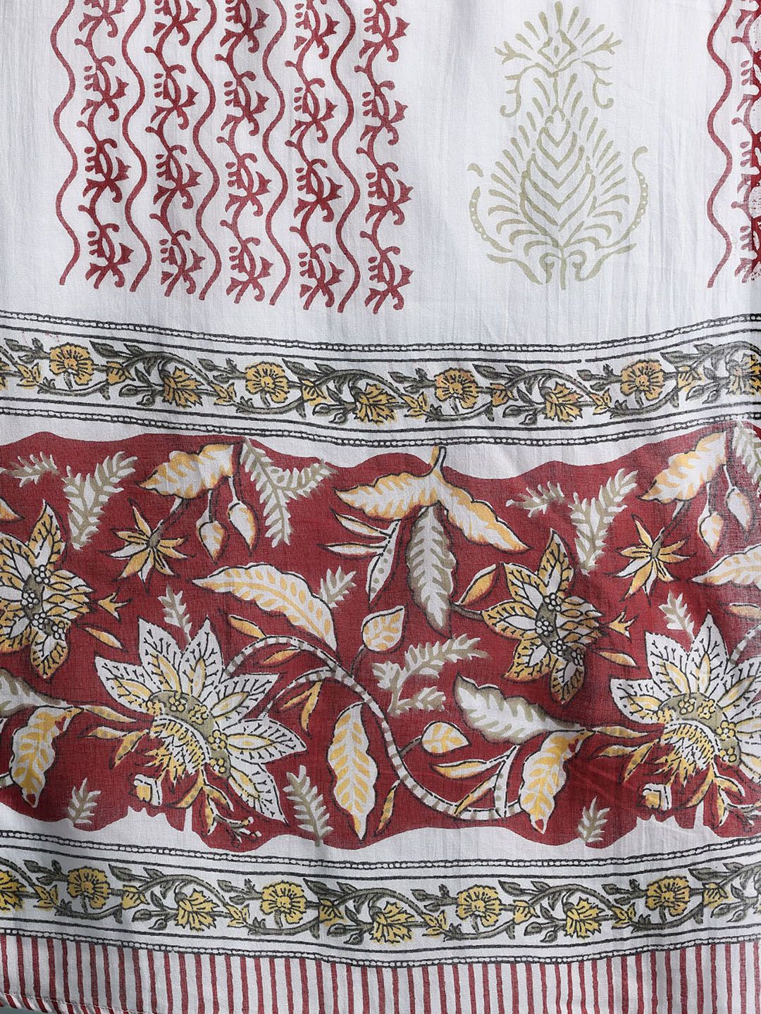 Dhiyona IE Floral Printed Pure Cotton Kurta With Trousers & Dupatta