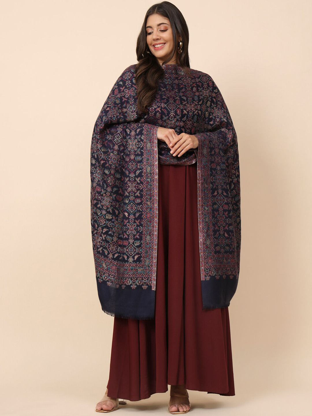 Dhiyona PA Ethnic Motifs Woven Design Shawl