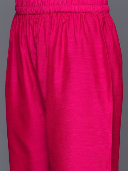 Dhiyona VA Women'sPink Ethnic Yoke Design Regular Thread Work Kurta & Trousers With Dupatta