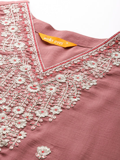 Dhiyona IE Ethnic Motifs Embroidered Sequinned Kurta with Trousers & With Dupatta