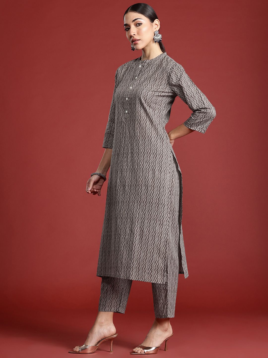 Dhiyona IE Printed Pure Cotton Kurta with Trousers & With Dupatta