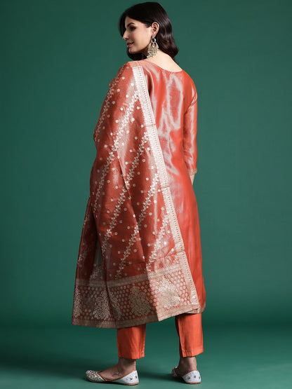 Women Ethnic Motifs Zari Kurta with Trousers & With Dupatta