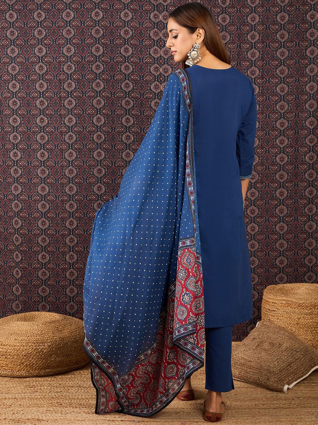 Women Ethnic Motifs Printed Pure Cotton Kurta with Trouser & Dupatta