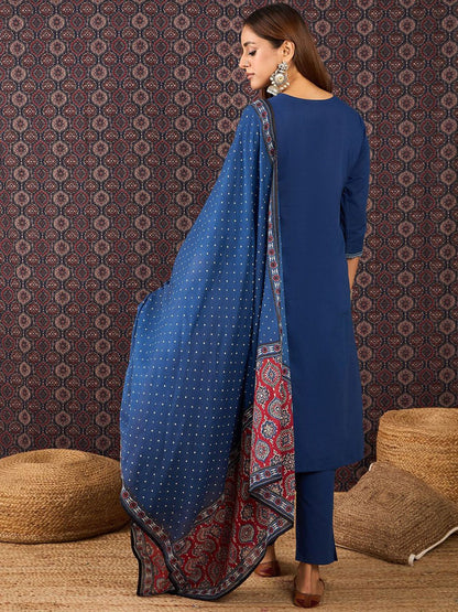 Women Ethnic Motifs Printed Pure Cotton Kurta with Trouser & Dupatta