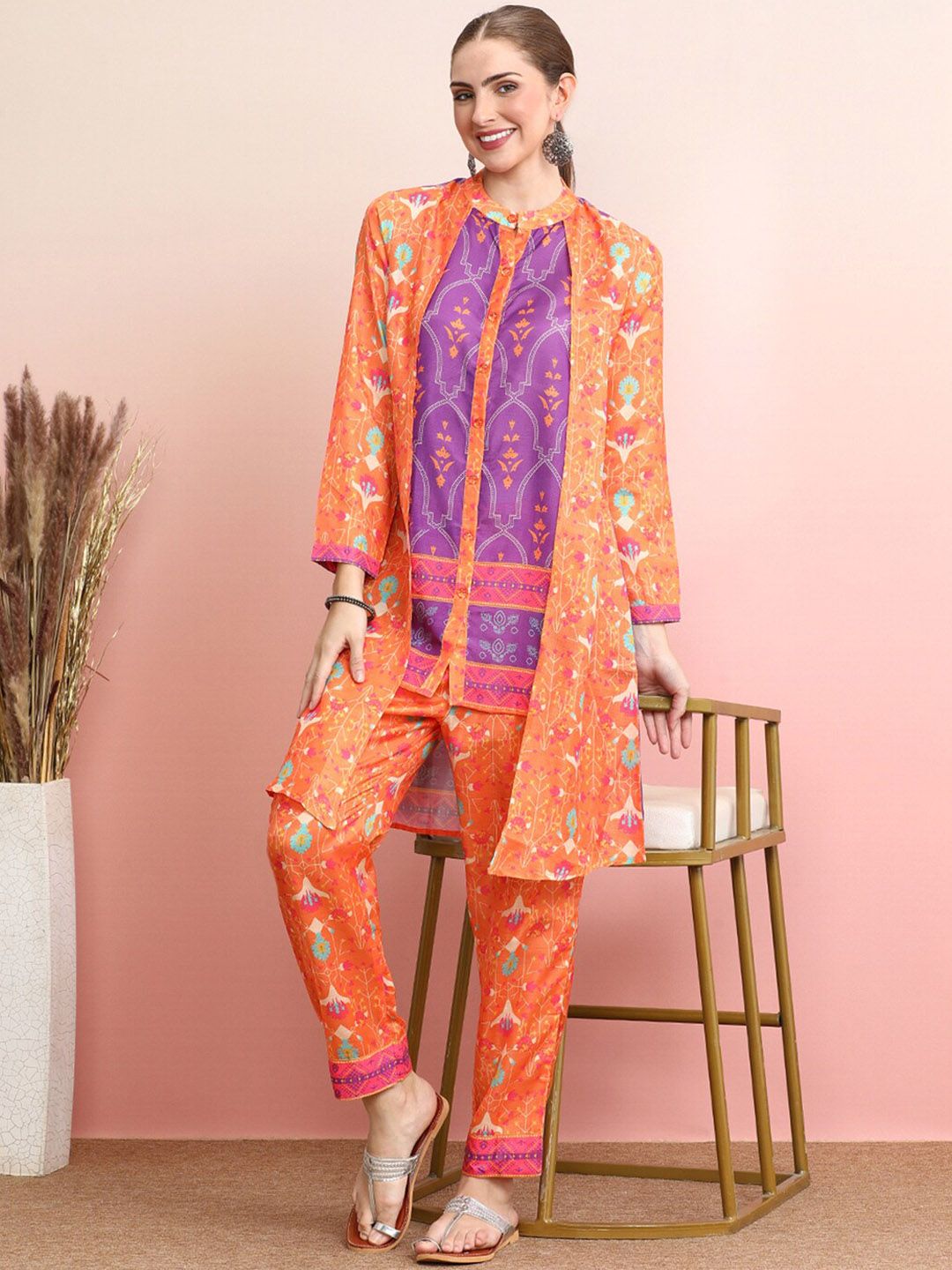 Dhiyona IE Printed Top With Trousers Co-Ords