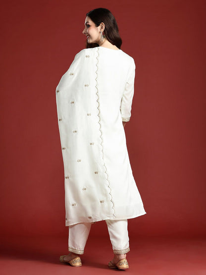 Women Paisley Embroidered Kurta with Trousers & With Dupatta