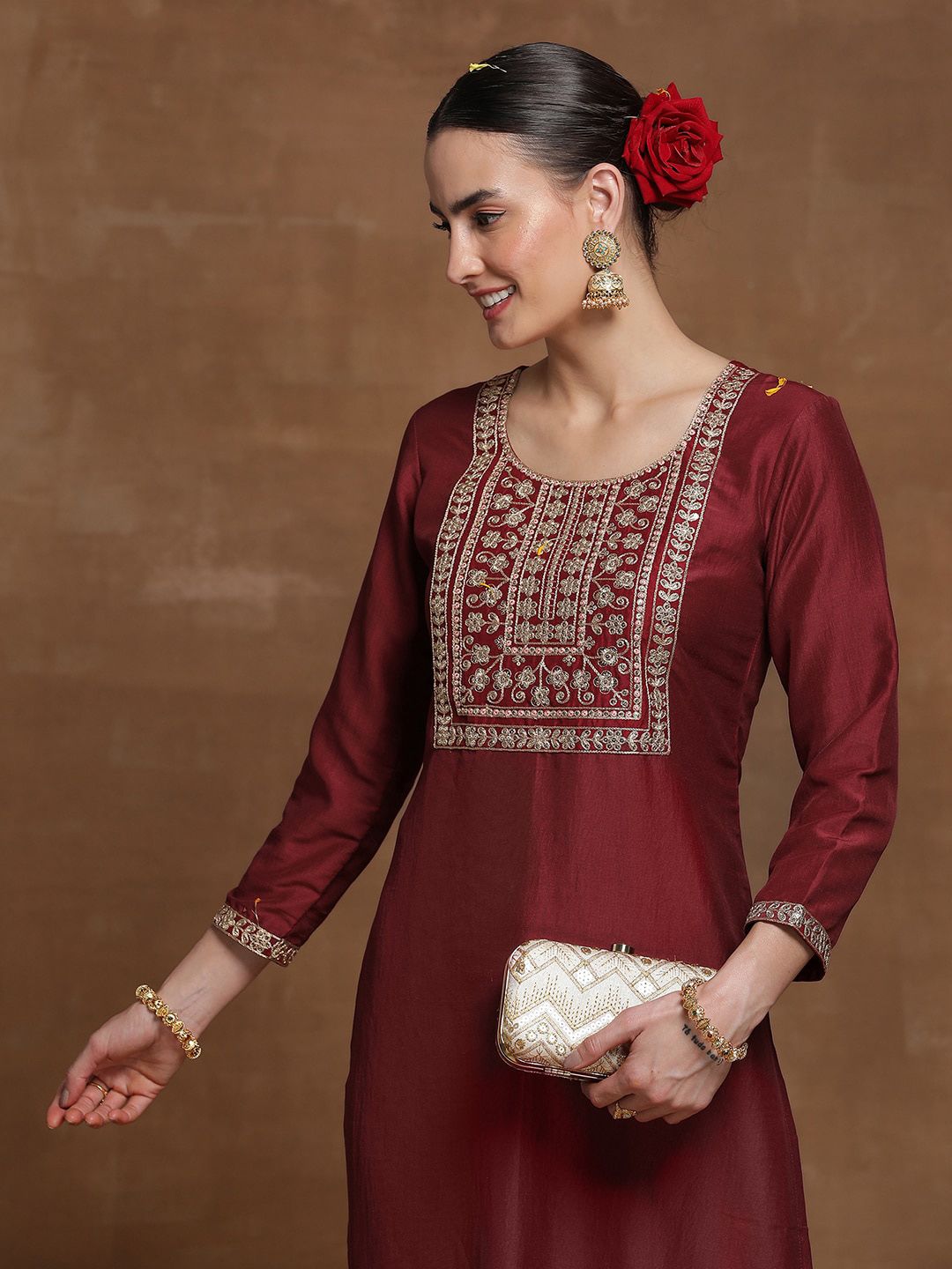 Dhiyona IE Ethnic Motifs Embroidered A-line Kurta