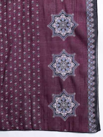 Ethnic Motifs Printed Mirror Work Pure Cotton Kurta with Trousers & With Dupatta