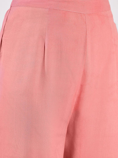 Floral Printed Round Neck Straight Kurta With Trousers & Dupatta