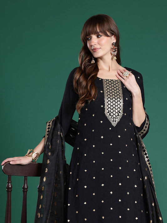 Dhiyona IE Ethnic Motifs Embroidered Kurta with Trousers & Dupatta