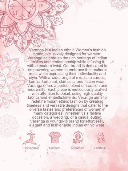 Dhiyona VA Women'sFloral Embroidered Sequnnied V-Neck Straight Kurta With Trousers & Dupatta